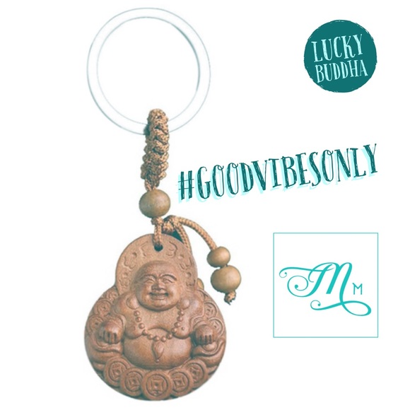 LUCKY BUDDHA Carved Rosewood Novelty Keychain - Picture 1 of 4